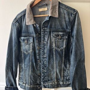 All Saints Denim Jacket with Gray Corduroy Collar